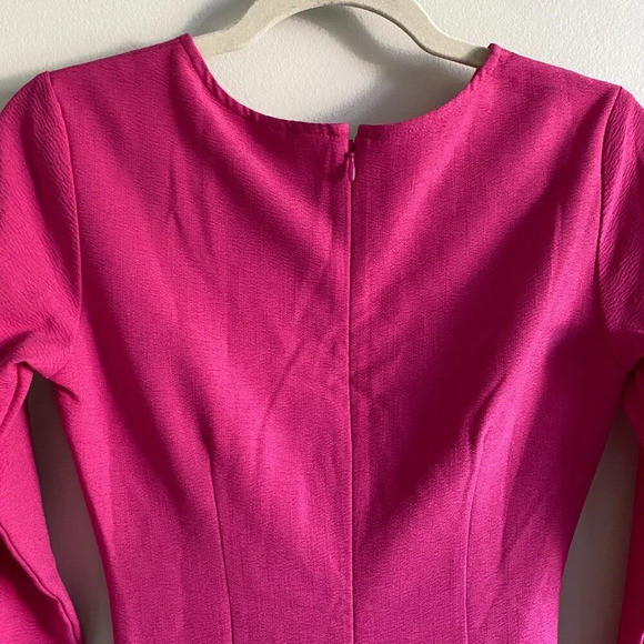 NWT H&M Hot Pink Gathered Scoop Neck Bodycon Mini Dress with Ruching Size XS - Picture 11 of 16